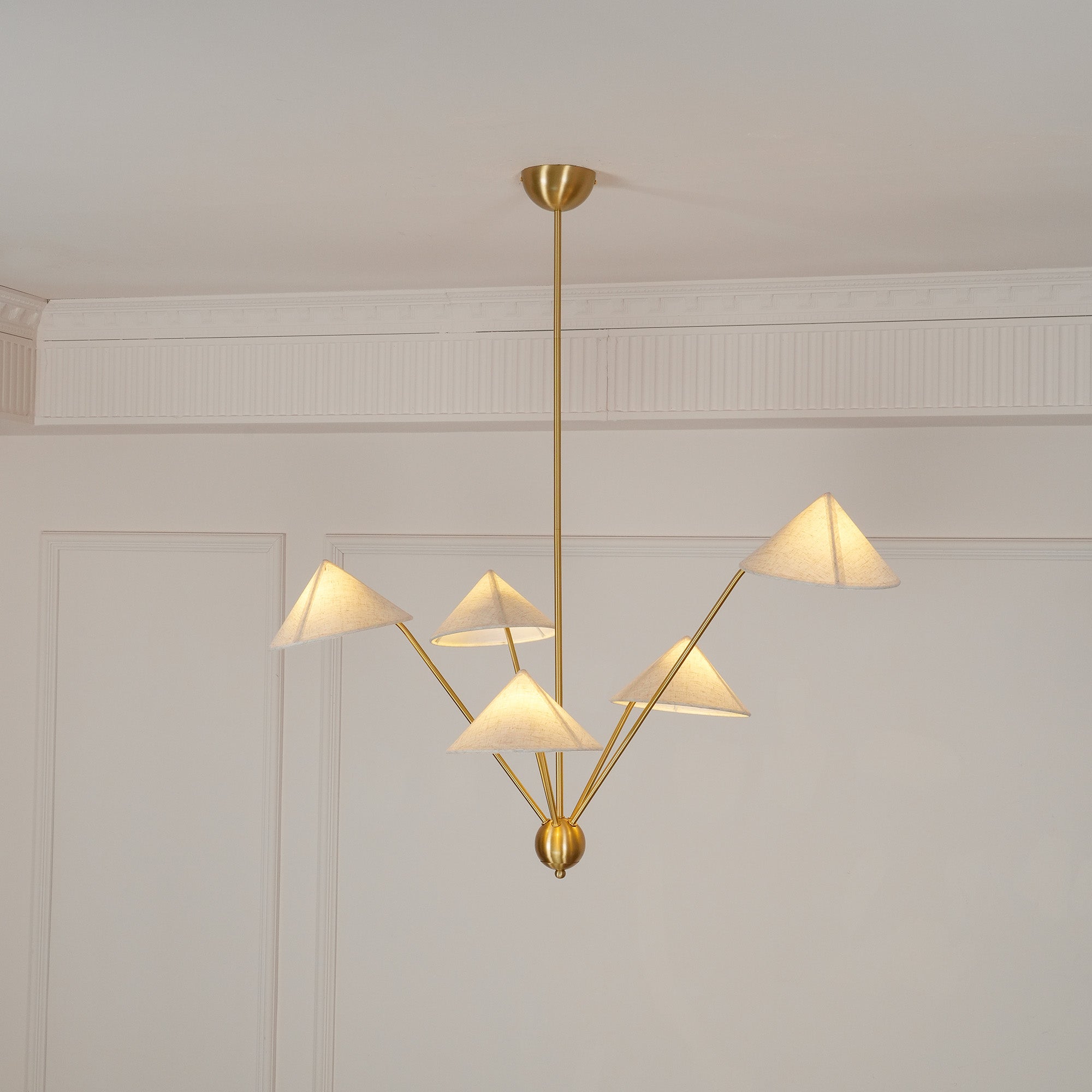 Lustra Chandelier Laiton Courbé Beige - Neutralighting