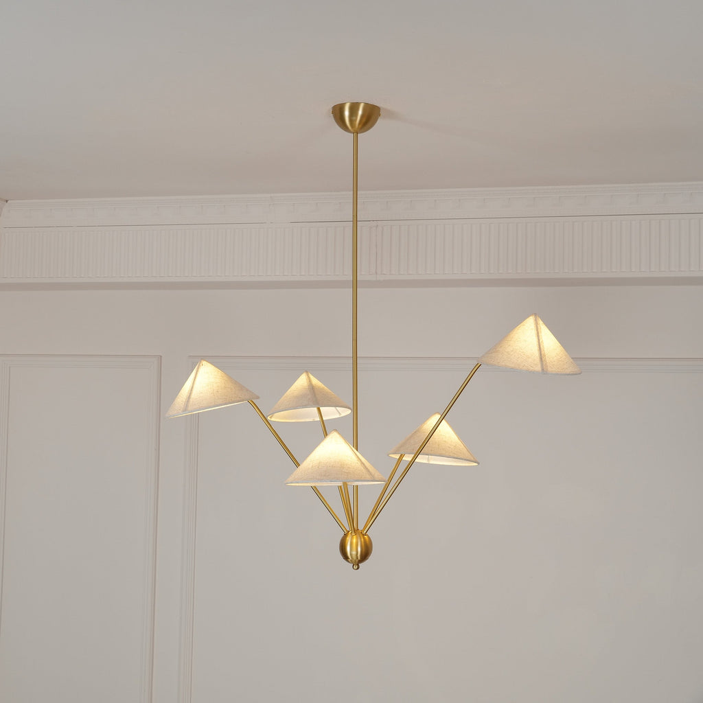 Lustra Chandelier Laiton Courbé Beige - Neutralighting