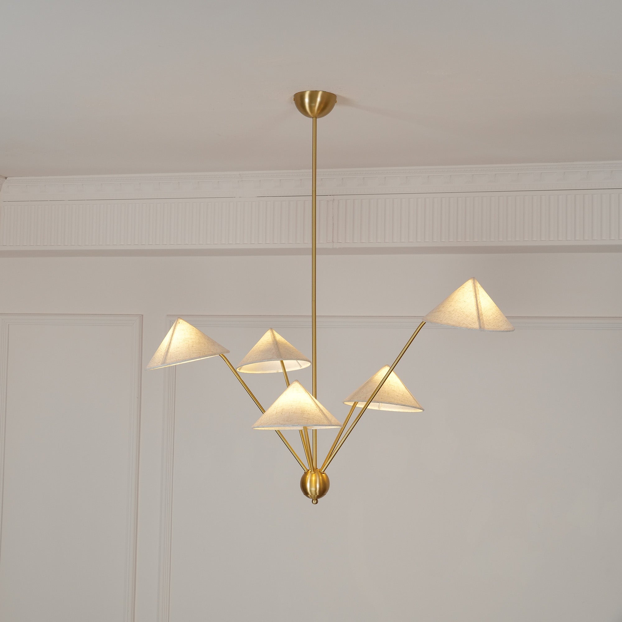 Lustra Chandelier Laiton Courbé Beige - Neutralighting