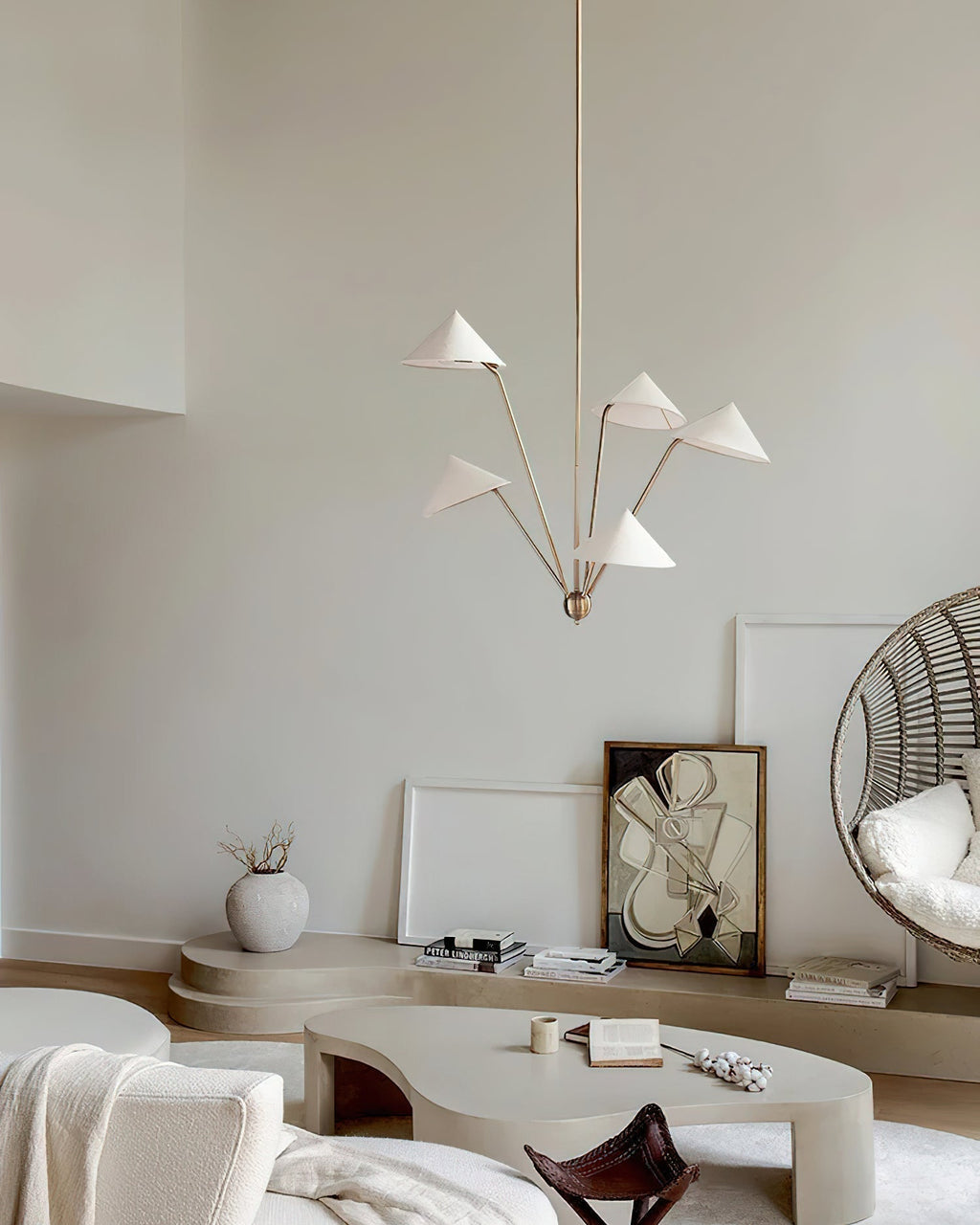 Lustra Chandelier Laiton Courbé Beige - Neutralighting