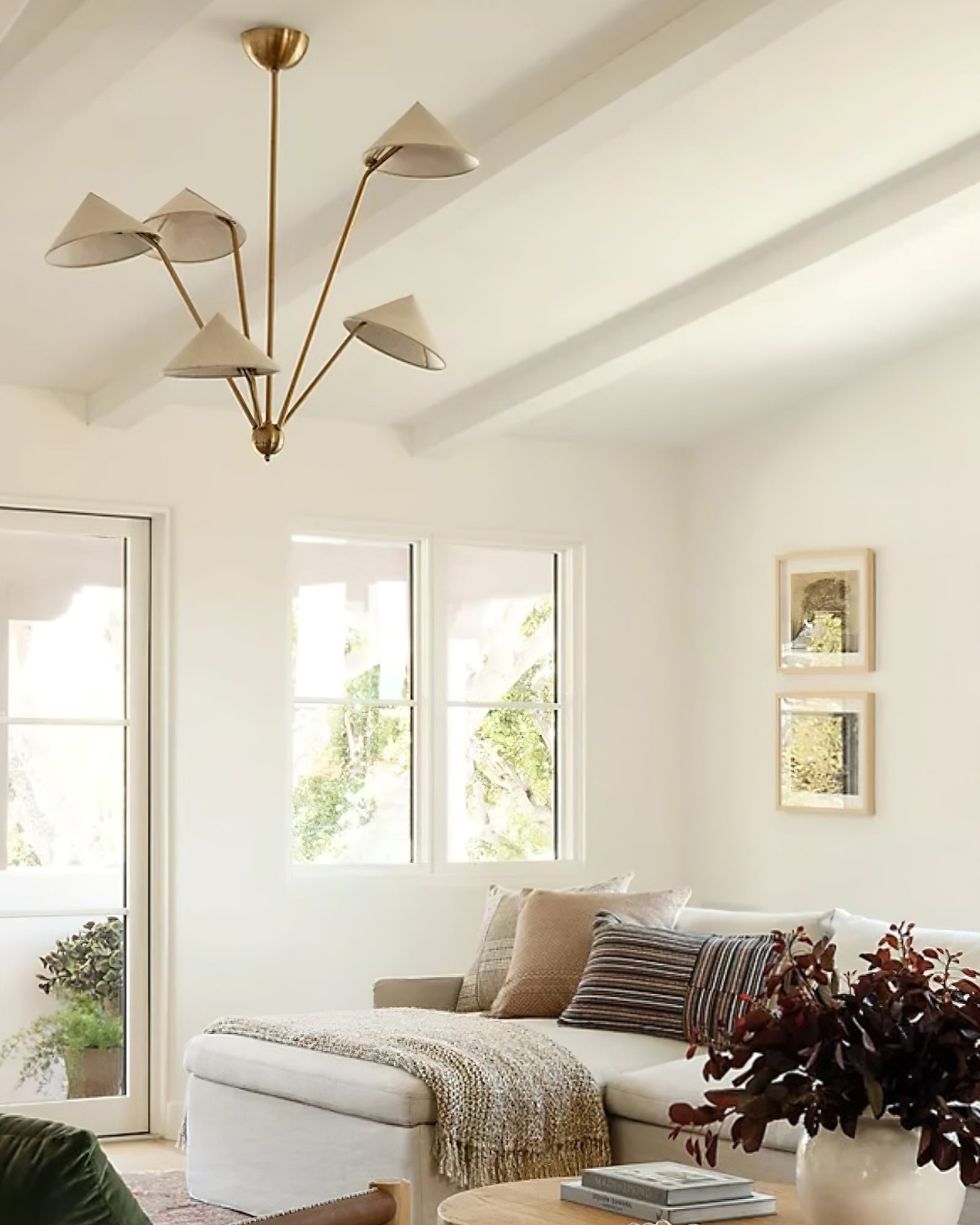 Lustra Chandelier Laiton Courbé Beige - Neutralighting