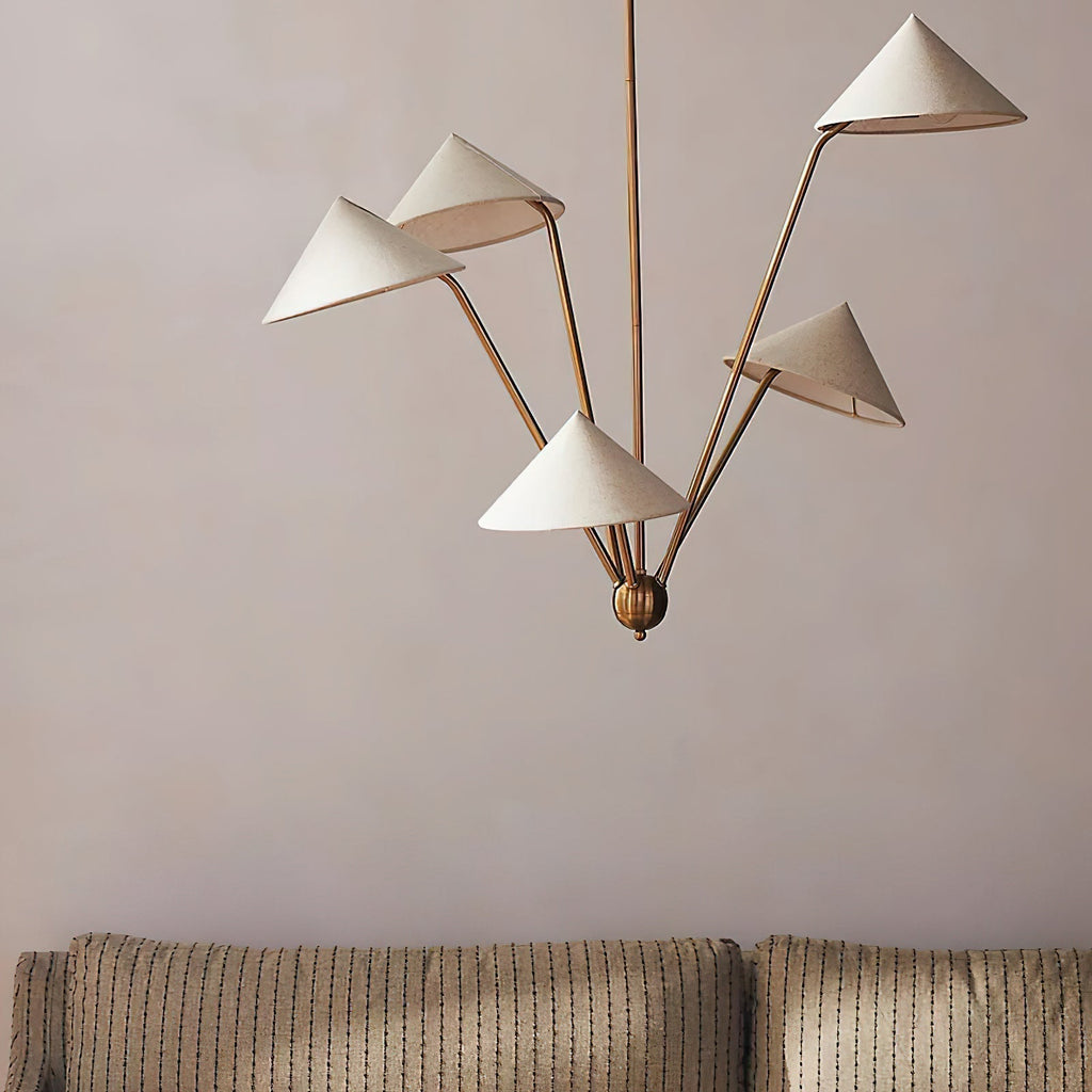 Lustra Chandelier Laiton Courbé Beige - Neutralighting