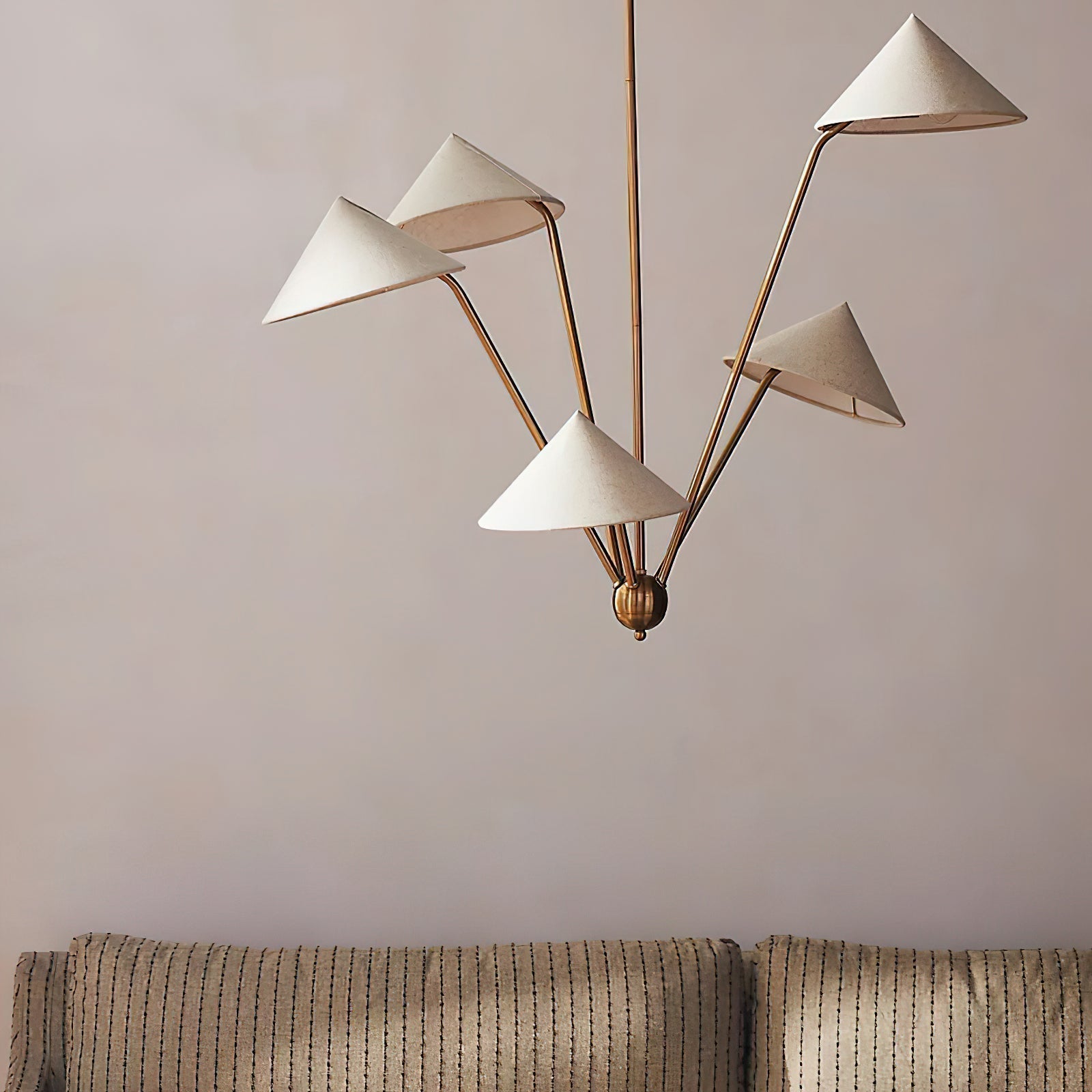 Lustra Chandelier Laiton Courbé Beige - Neutralighting