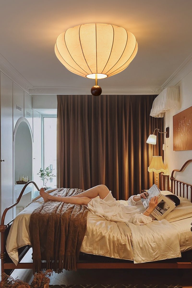 Lustra Plafonnier Bois Tissu Lanternes - Neutralighting