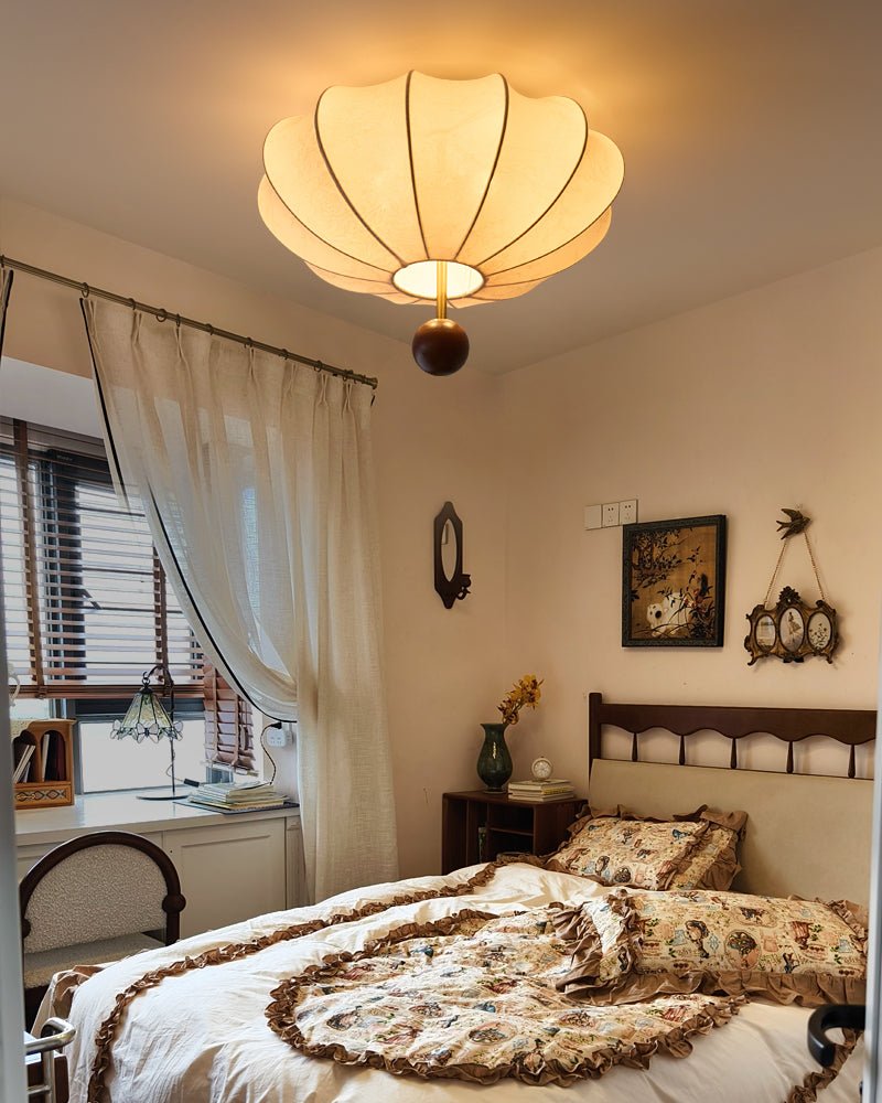Lustra Plafonnier Bois Tissu Lanternes - Neutralighting