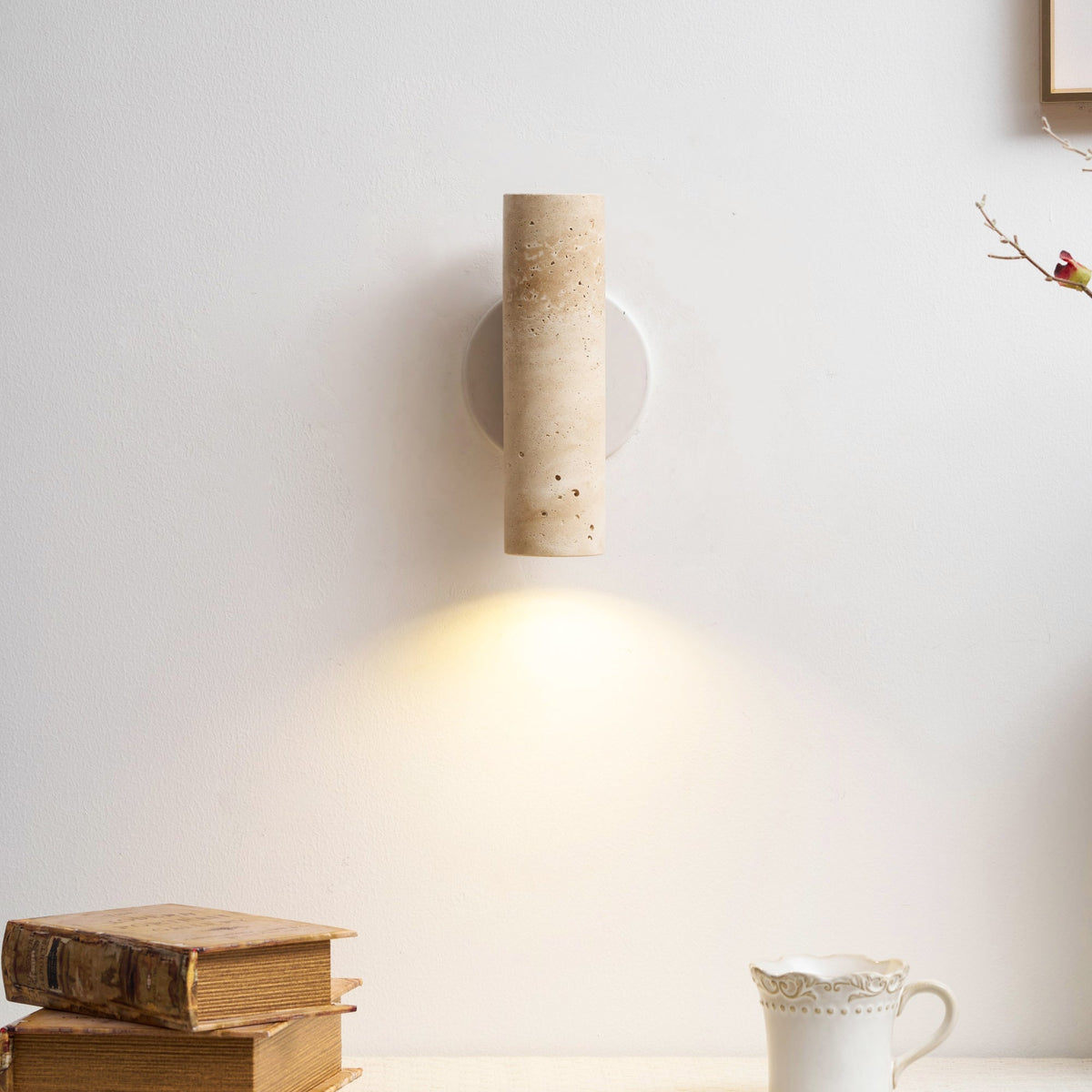 Celore Cylindre-Bois Travertin Luminaire Mural - Neutralighting