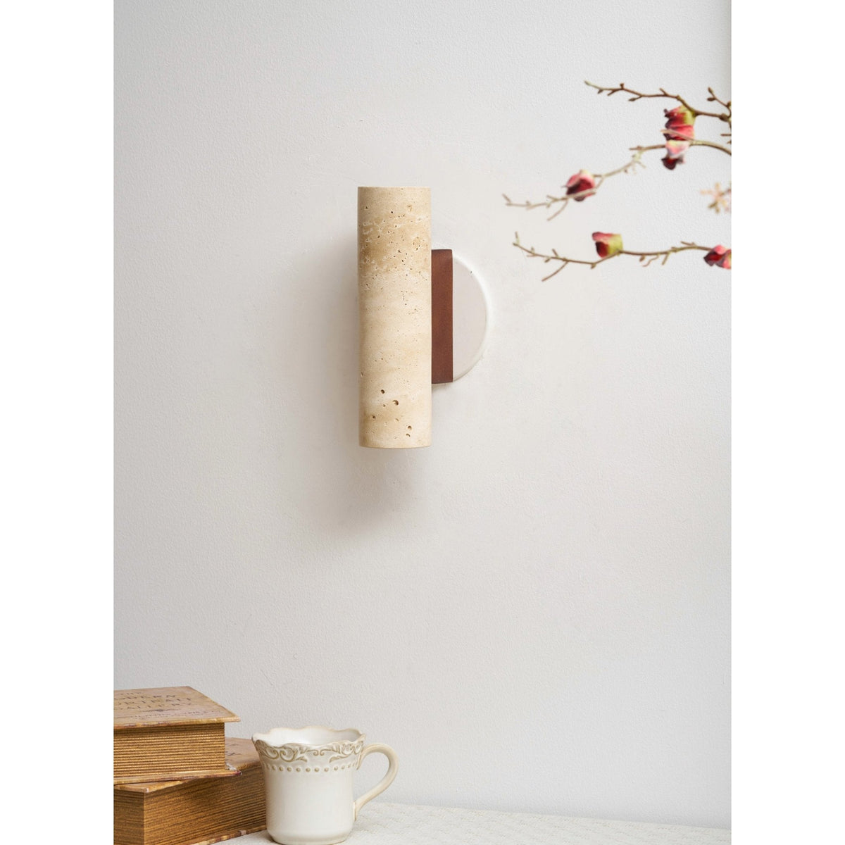 Celore Cylindre-Bois Travertin Luminaire Mural - Neutralighting