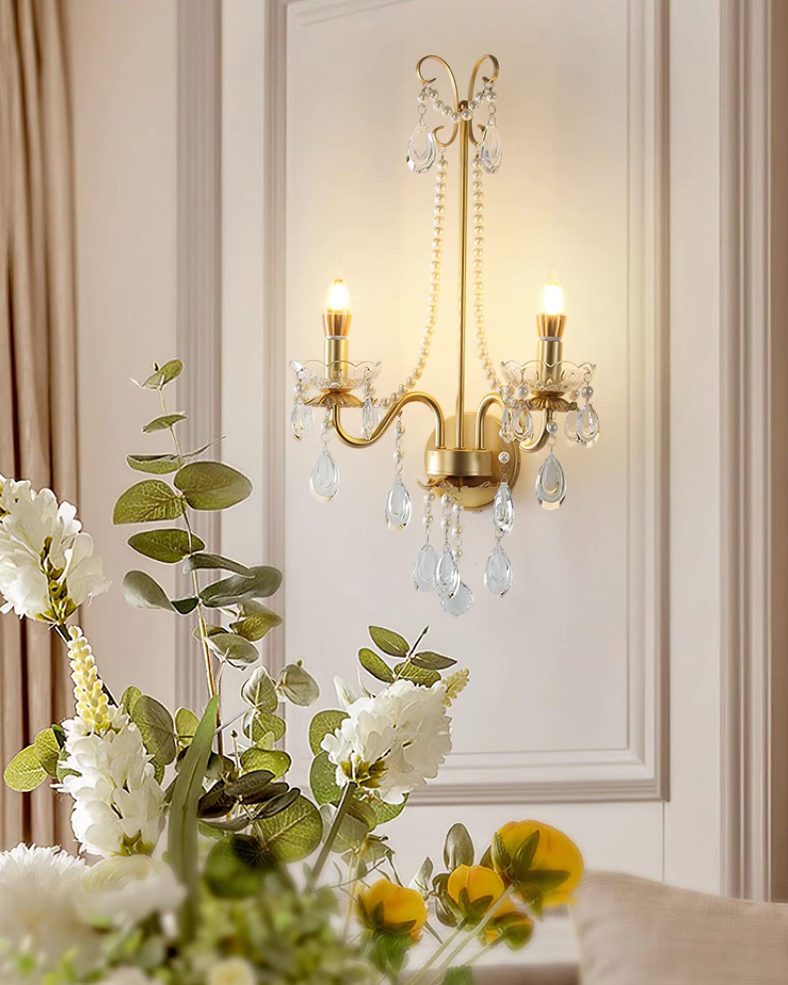 Applique Murale Perles de Cristal Ornée Élégante Chic pour Maison - Neutralighting