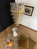 Aurora Chandelier Pétales en Verre de Murano Doré - Neutralighting