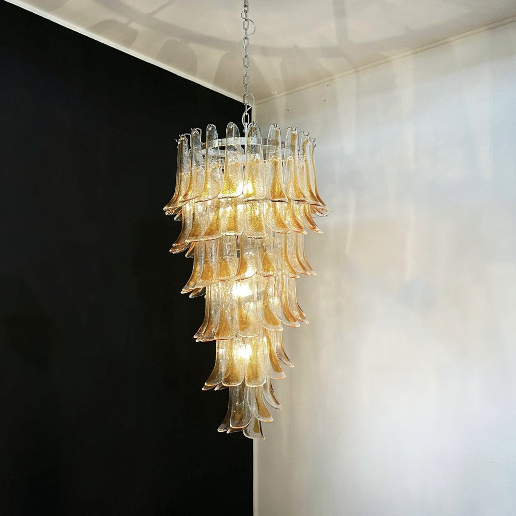 Aurora Chandelier Pétales en Verre de Murano Doré - Neutralighting