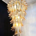 Aurora Chandelier Pétales en Verre de Murano Doré - Neutralighting