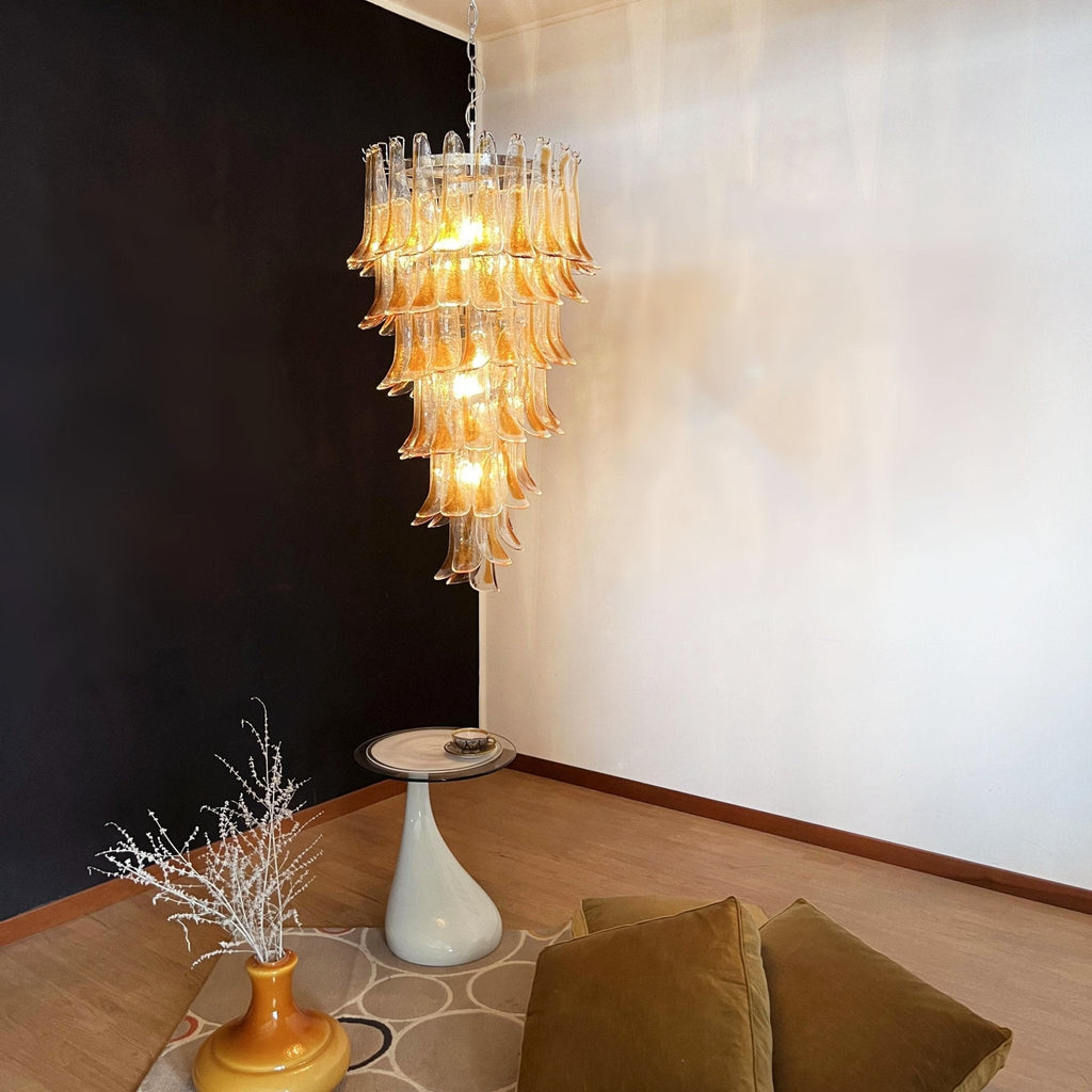 Aurora Chandelier Pétales en Verre de Murano Doré - Neutralighting