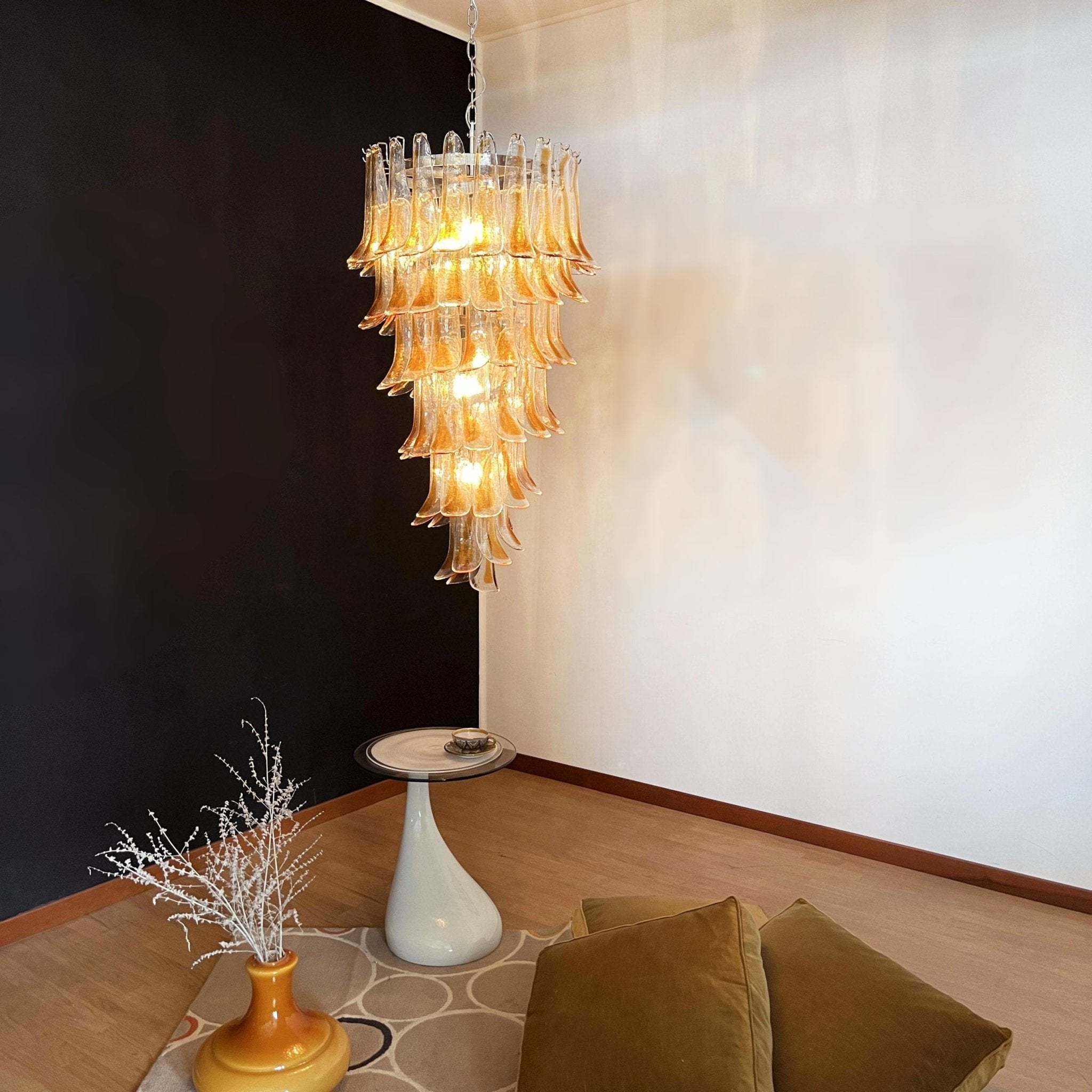 Aurora Chandelier Pétales en Verre de Murano Doré - Neutralighting