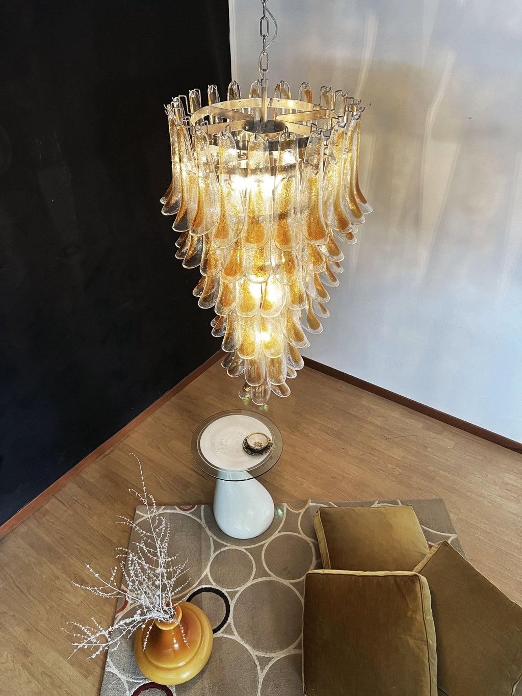 Aurora Chandelier Pétales en Verre de Murano Doré - Neutralighting