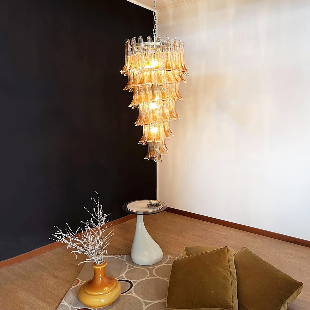 Aurora Chandelier Pétales en Verre de Murano Doré - Neutralighting
