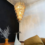 Aurora Chandelier Pétales en Verre de Murano Doré - Neutralighting