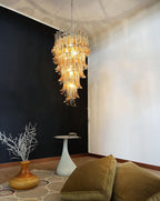 Aurora Chandelier Pétales en Verre de Murano Doré - Neutralighting