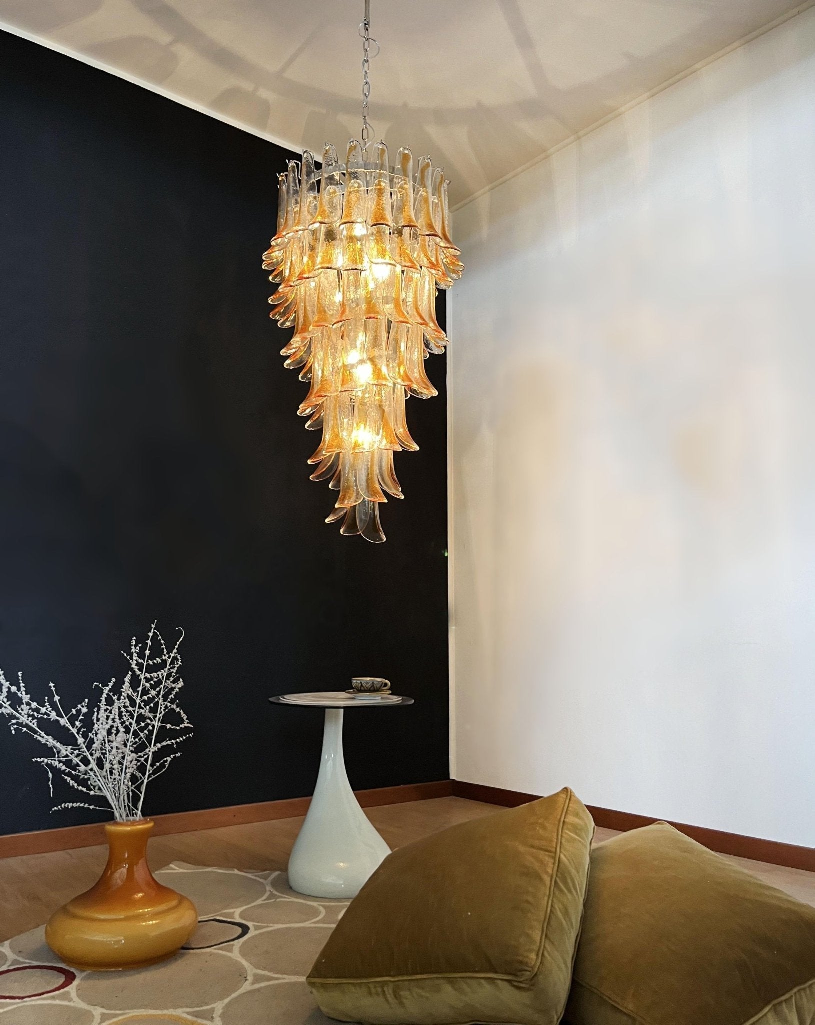 Aurora Chandelier Pétales en Verre de Murano Doré - Neutralighting