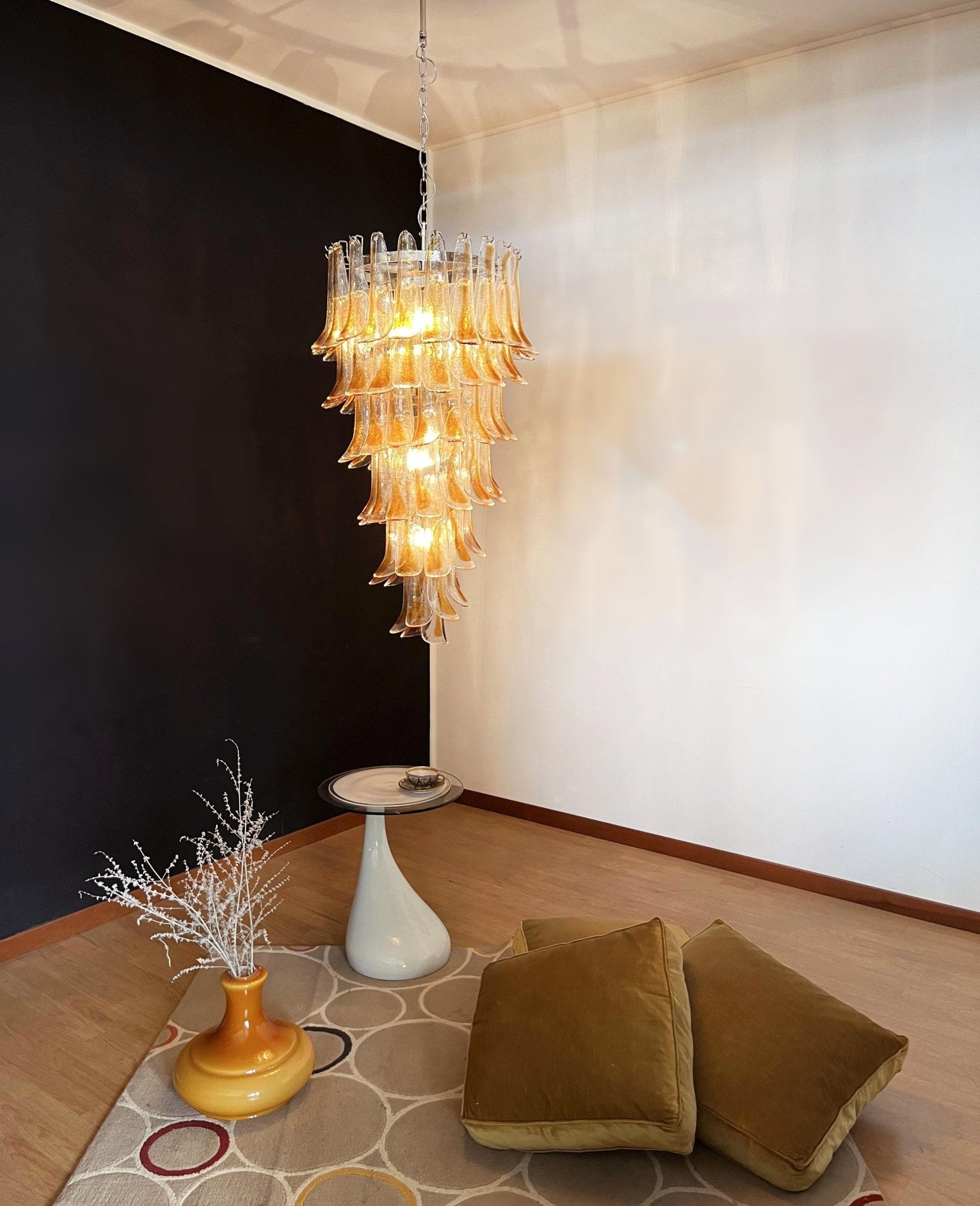 Aurora Chandelier Pétales en Verre de Murano Doré - Neutralighting