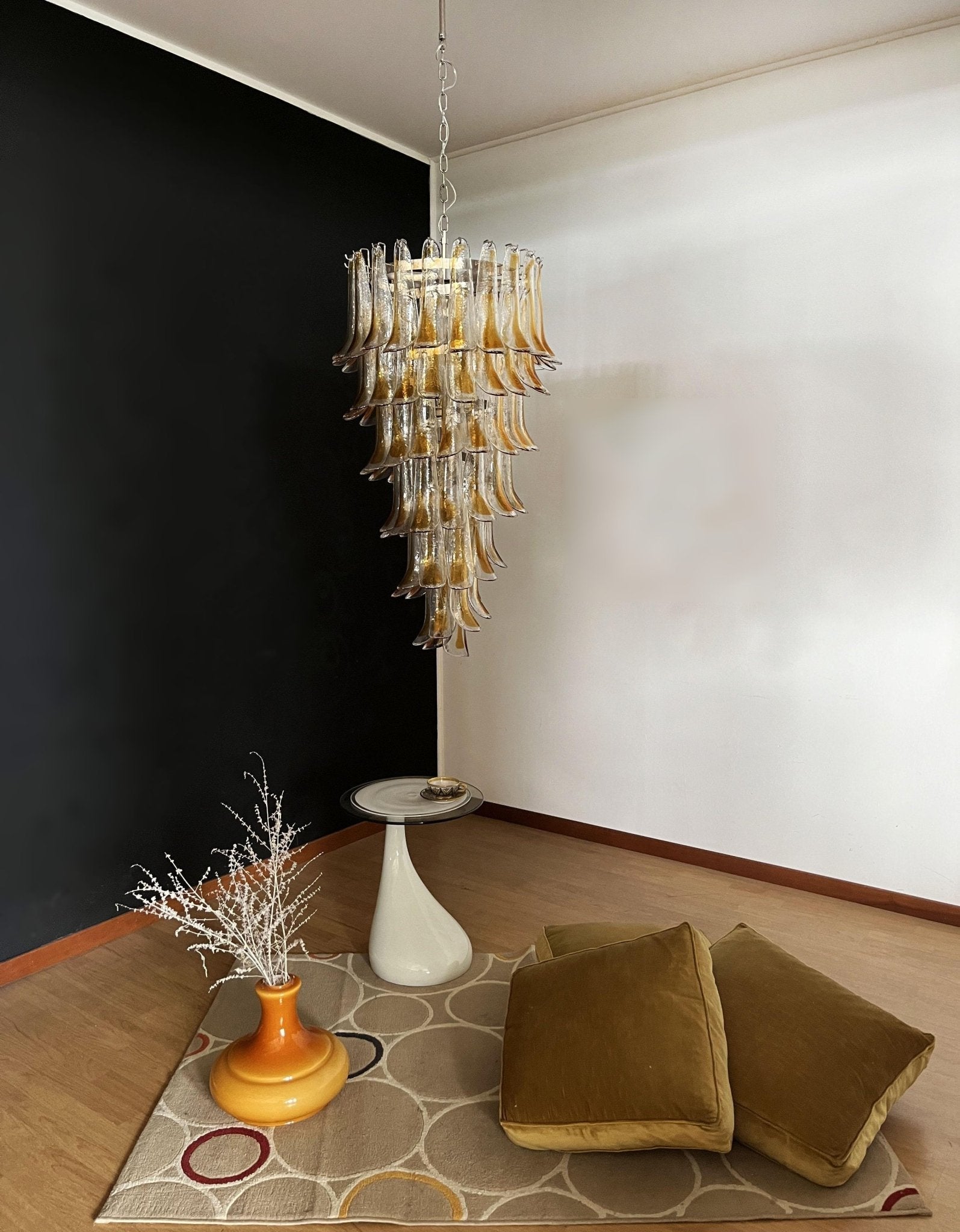 Aurora Chandelier Pétales en Verre de Murano Doré - Neutralighting