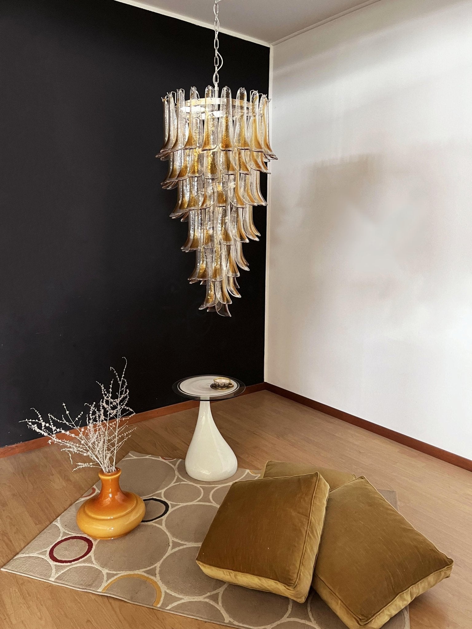 Aurora Chandelier Pétales en Verre de Murano Doré - Neutralighting