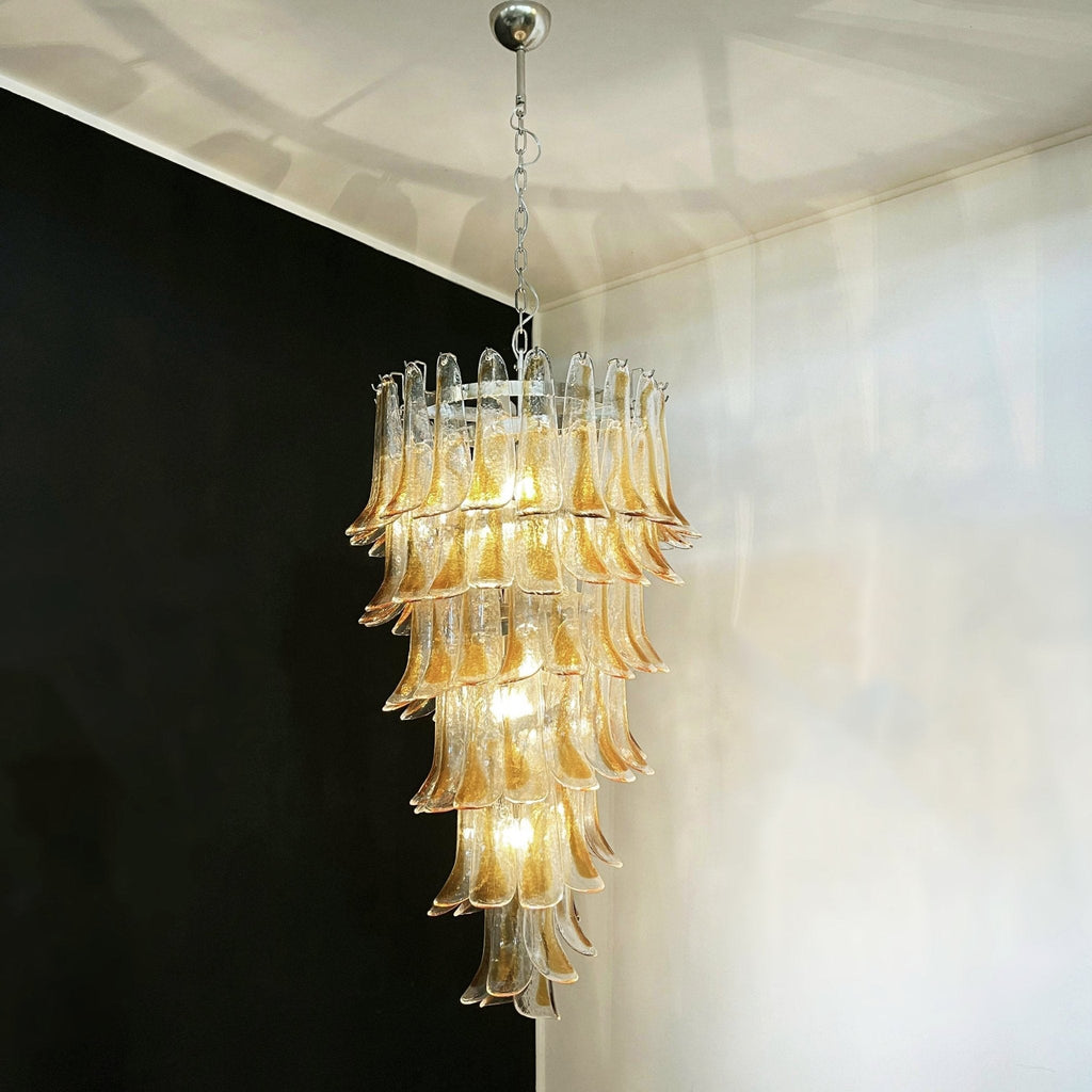 Aurora Chandelier Pétales en Verre de Murano Doré - Neutralighting
