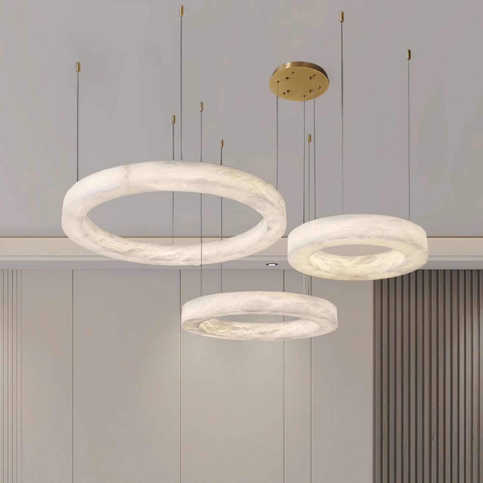 Olloros Albâtre Multi-Anneau Pendentif Lumière - Neutralighting