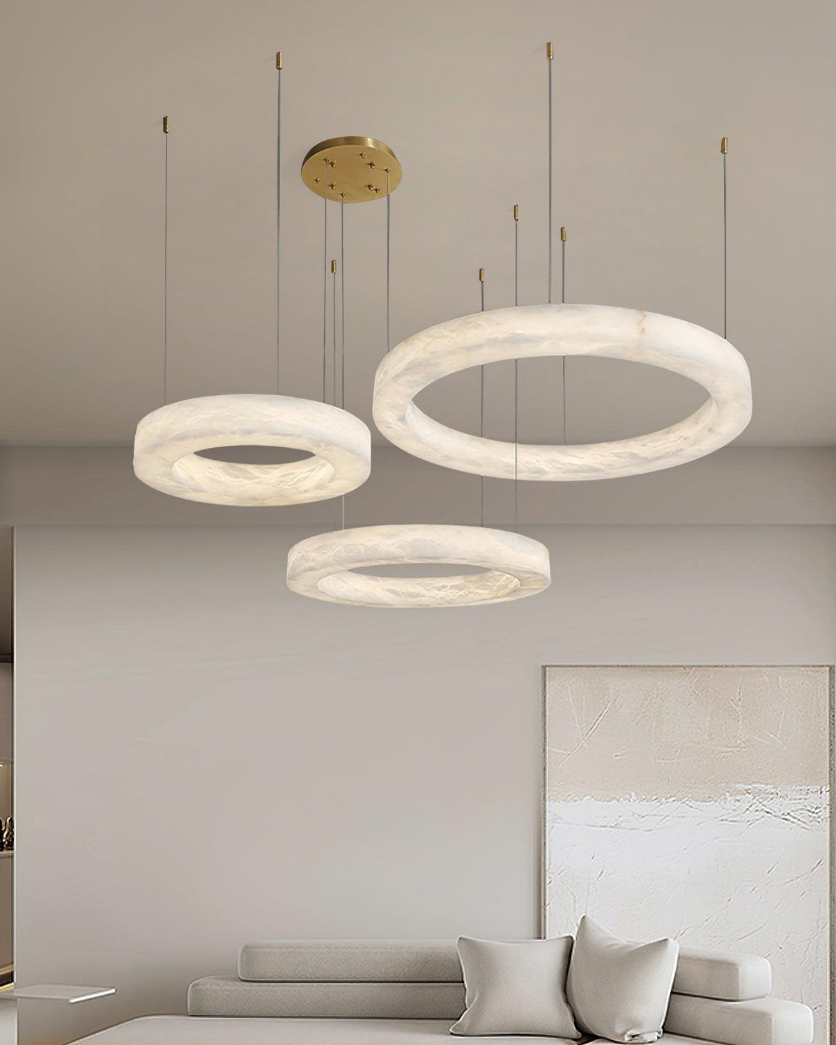 Olloros Albâtre Multi-Anneau Pendentif Lumière - Neutralighting