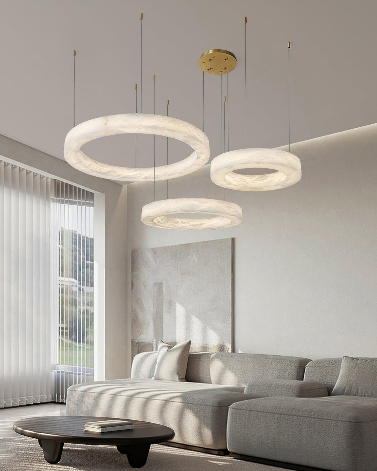 Olloros Albâtre Multi-Anneau Pendentif Lumière - Neutralighting