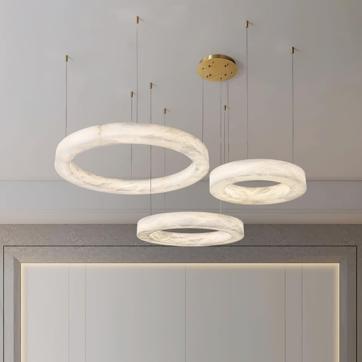 Olloros Albâtre Multi-Anneau Pendentif Lumière - Neutralighting