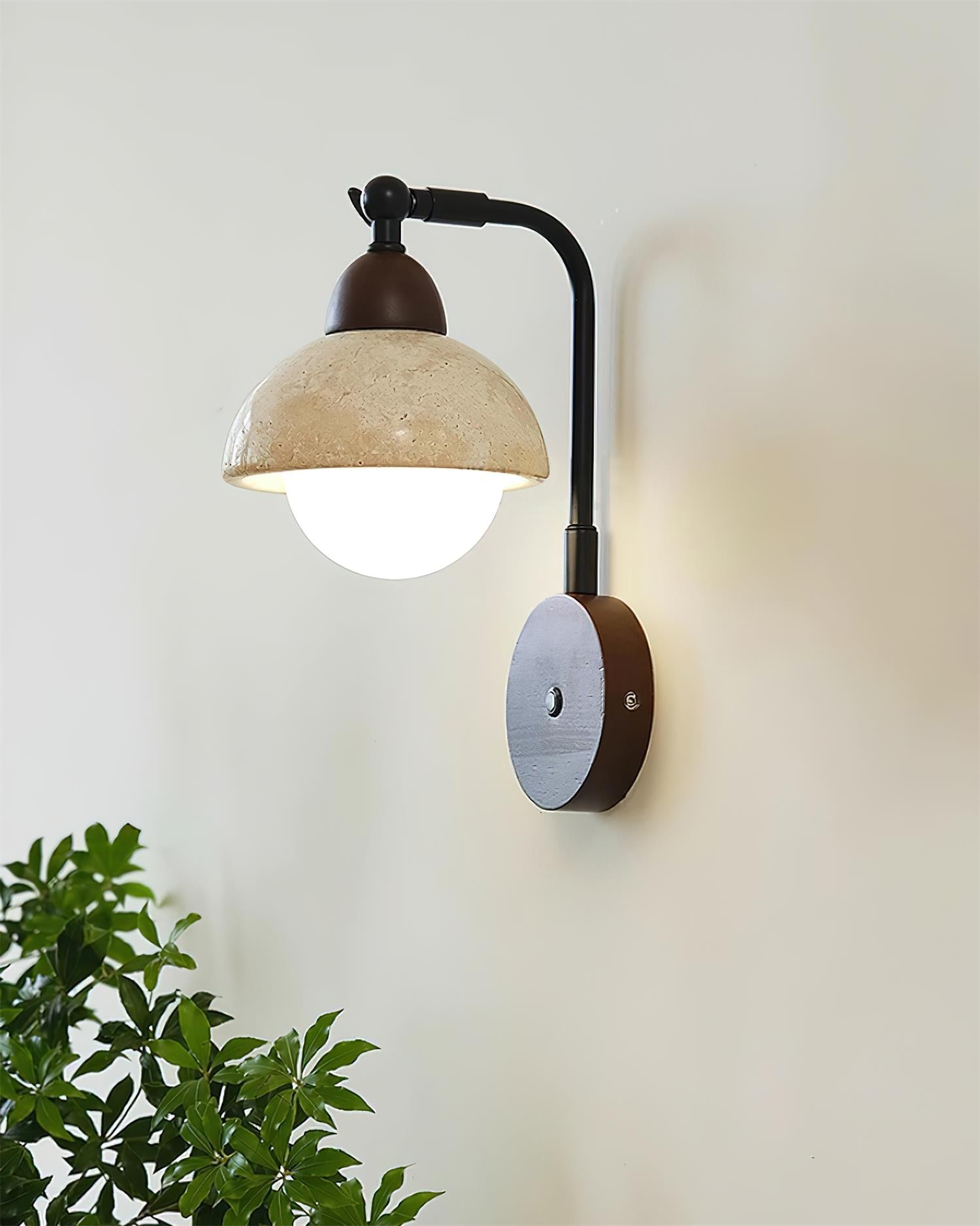 Solaro Applique Murale Travertin Blanc Globe Opalescent - Neutralighting
