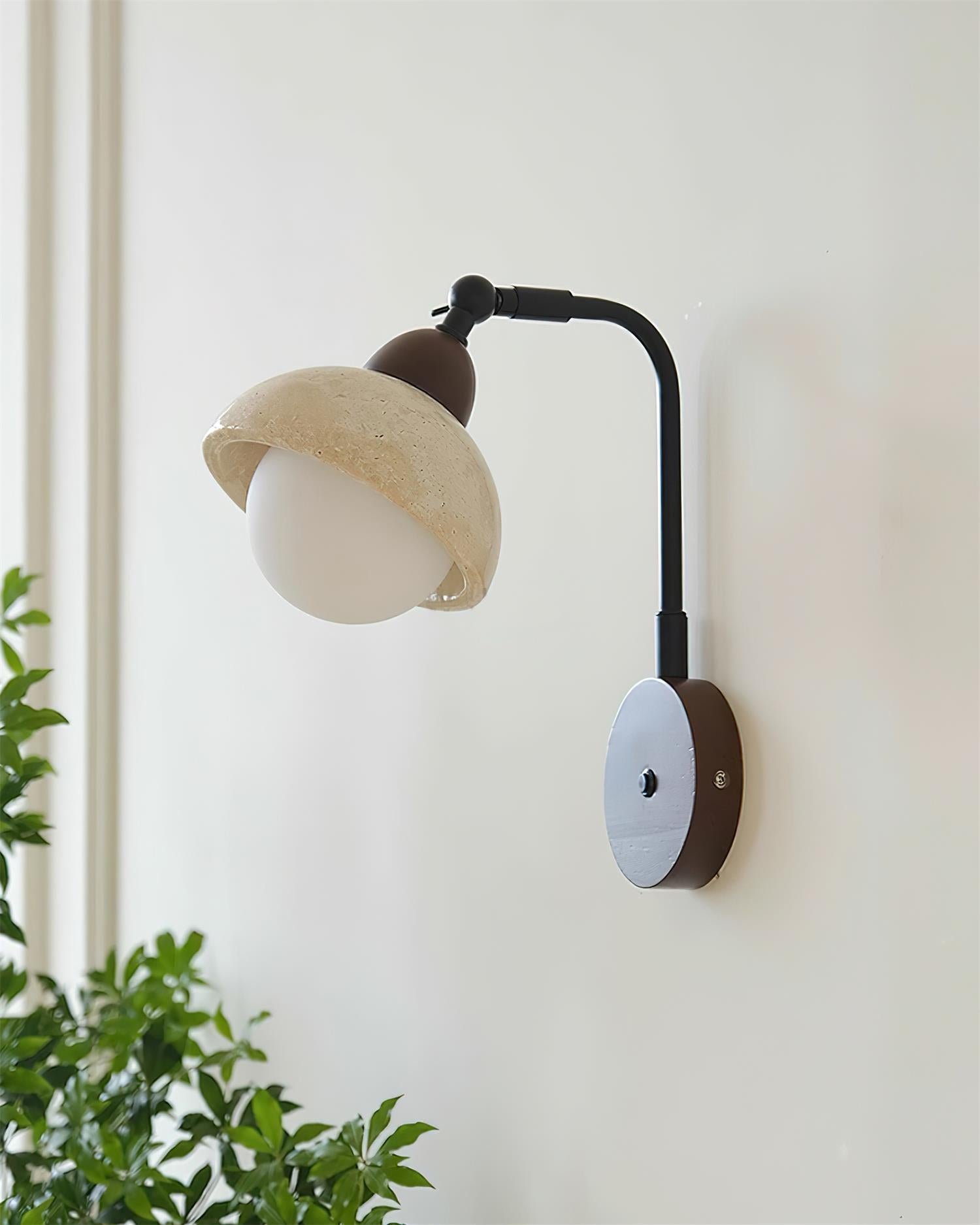Solaro Applique Murale Travertin Blanc Globe Opalescent - Neutralighting