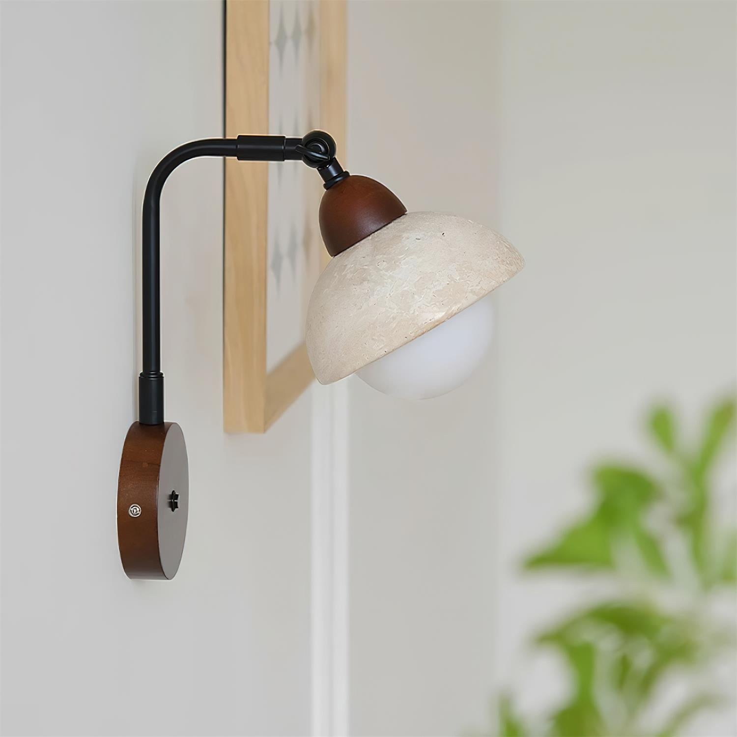 Solaro Applique Murale Travertin Blanc Globe Opalescent - Neutralighting