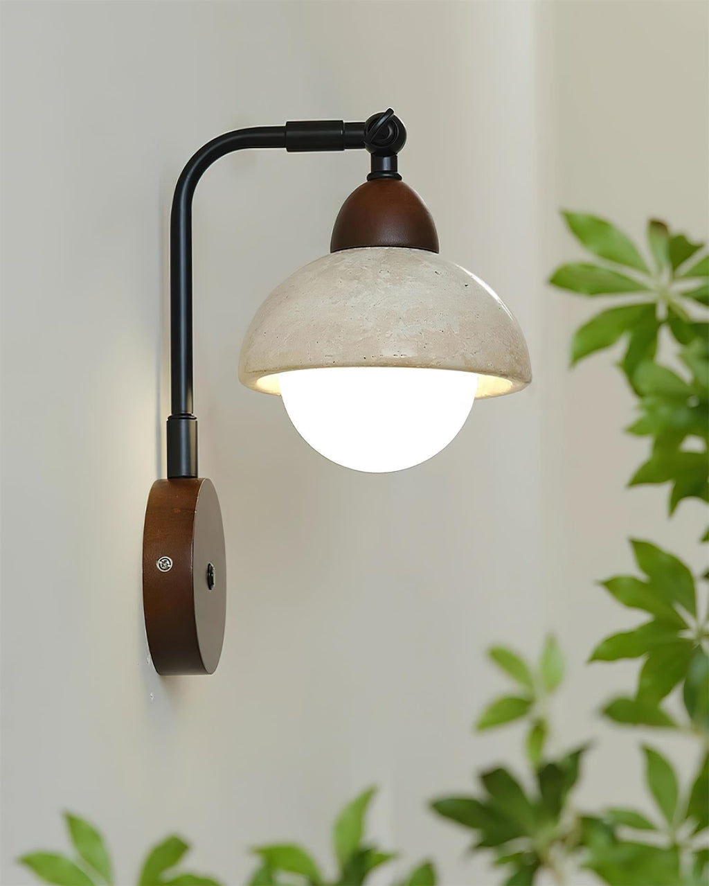 Solaro Applique Murale Travertin Blanc Globe Opalescent - Neutralighting
