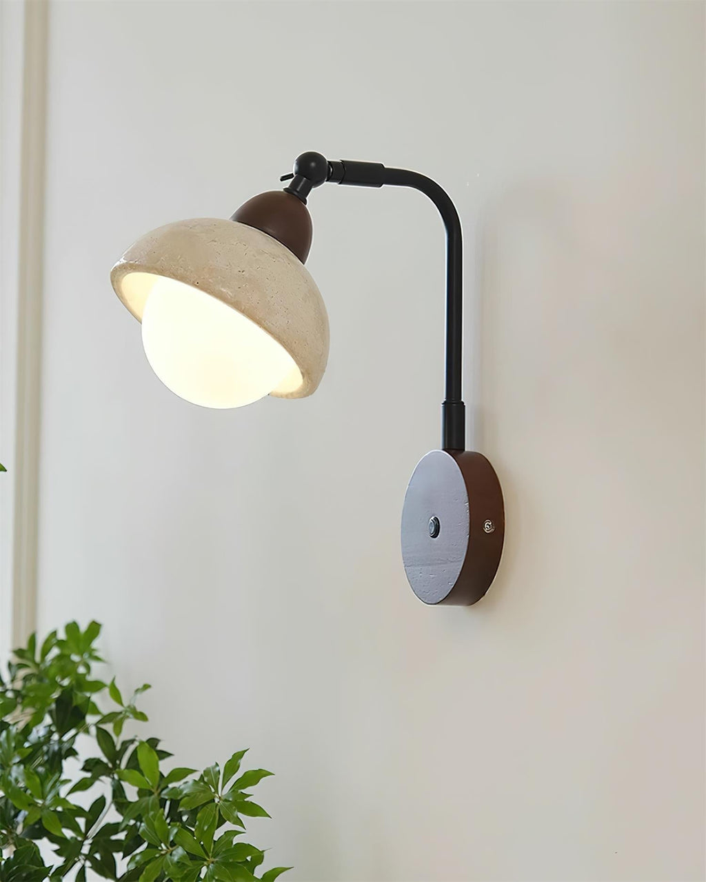 Solaro Applique Murale Travertin Blanc Globe Opalescent - Neutralighting