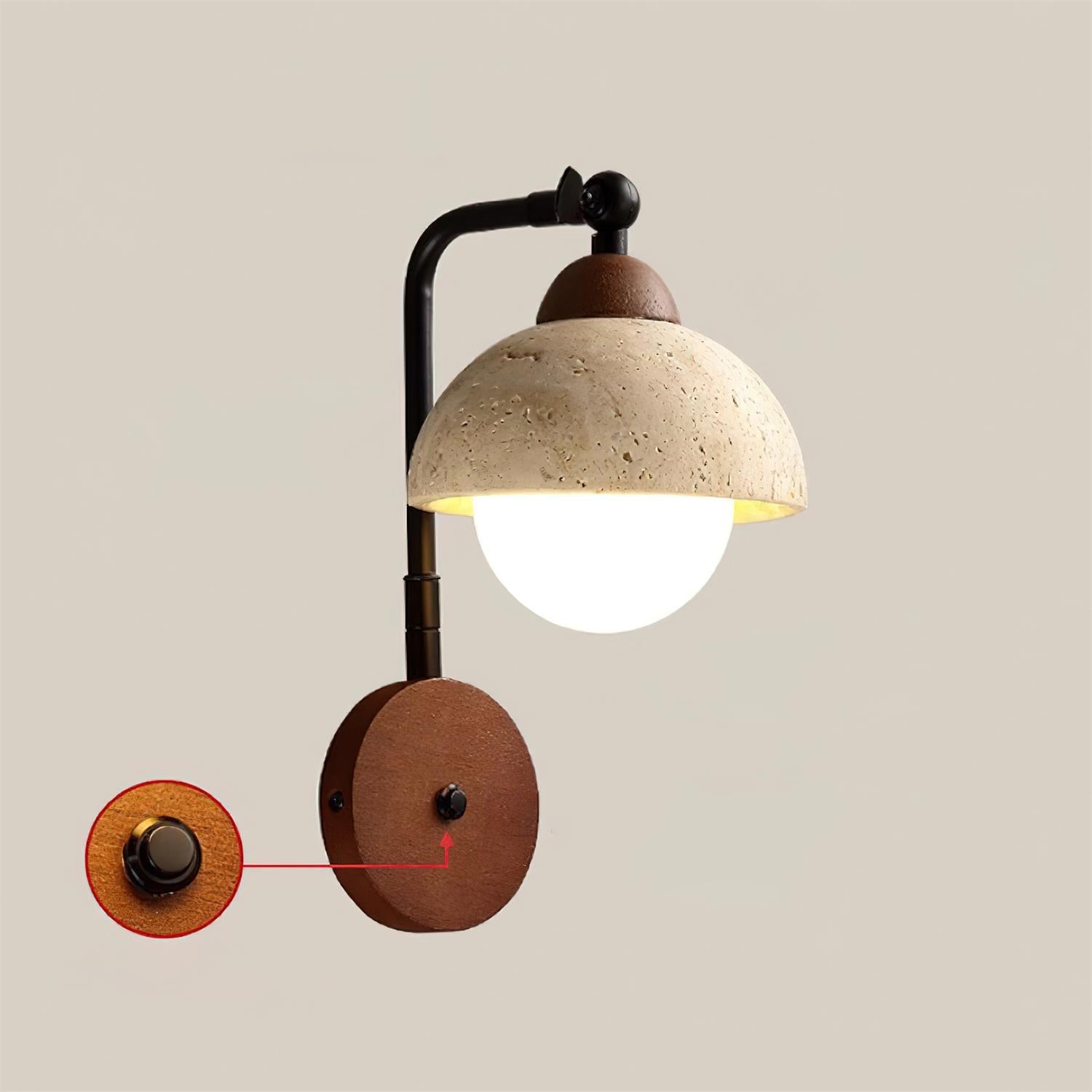 Solaro Applique Murale Travertin Blanc Globe Opalescent - Neutralighting