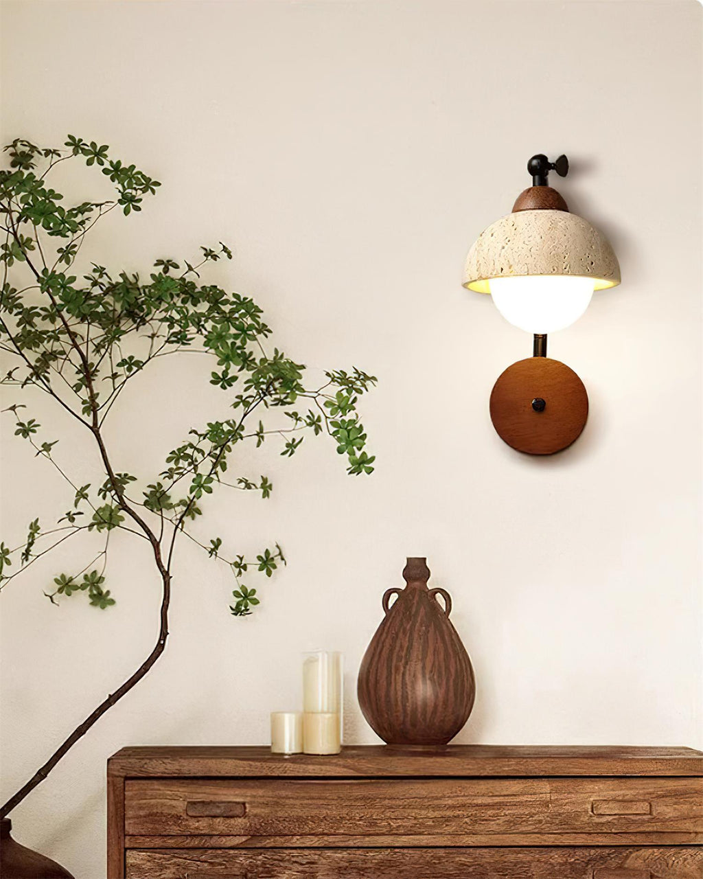 Solaro Applique Murale Travertin Blanc Globe Opalescent - Neutralighting