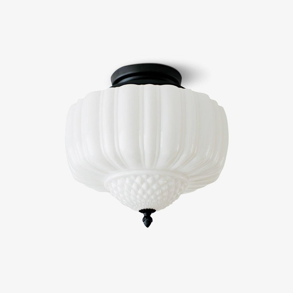 Solara Plafonnier en Verre Opale Dôme Cannelé Vintage - Neutralighting