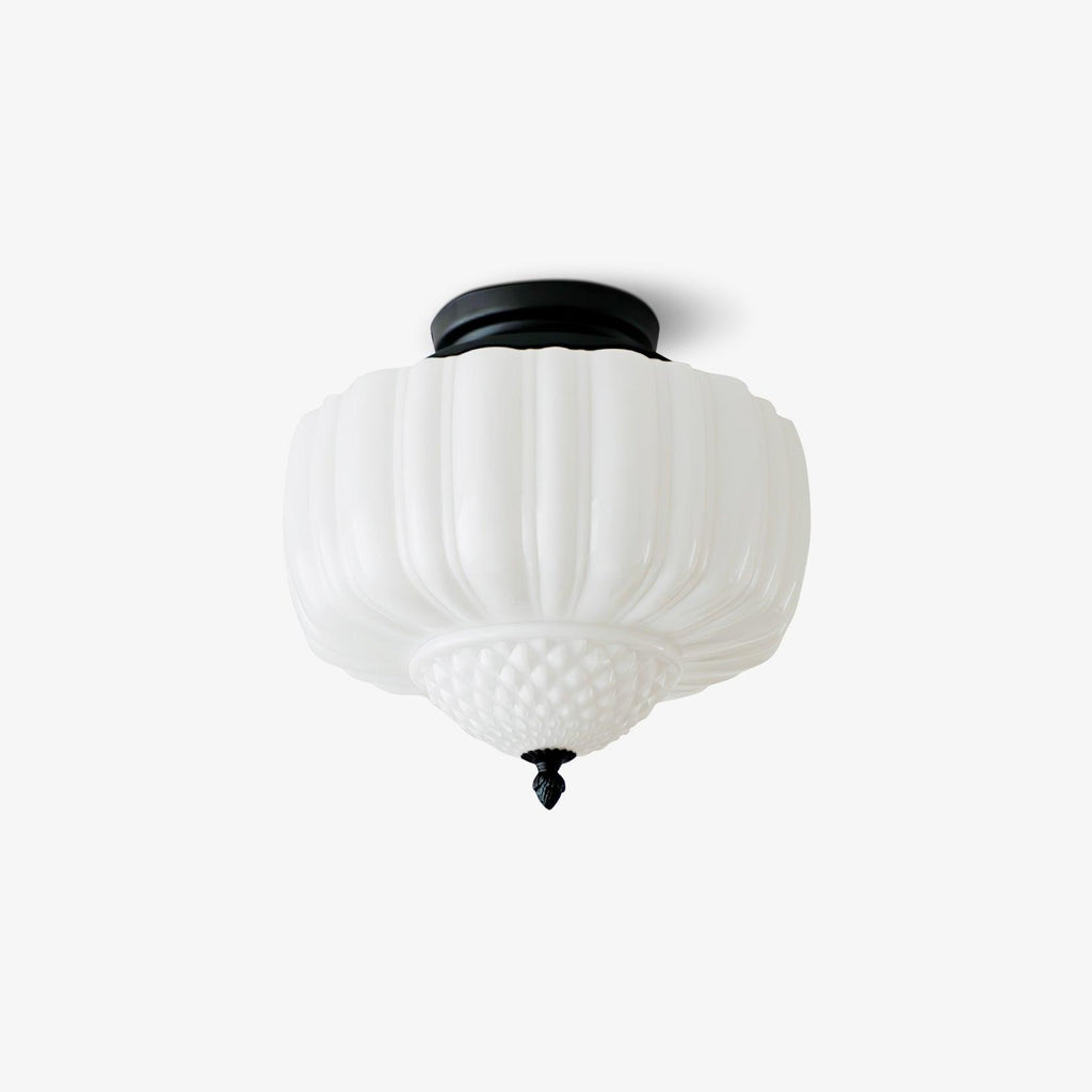 Solara Plafonnier en Verre Opale Dôme Cannelé Vintage - Neutralighting