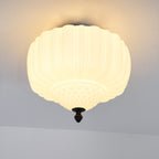 Solara Plafonnier en Verre Opale Dôme Cannelé Vintage - Neutralighting
