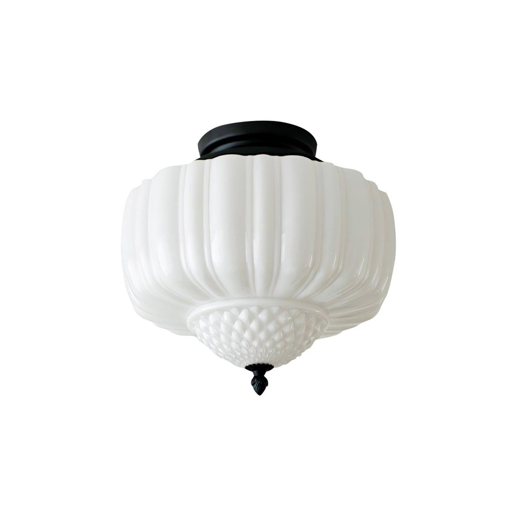 Solara Plafonnier en Verre Opale Dôme Cannelé Vintage - Neutralighting