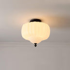 Solara Plafonnier en Verre Opale Dôme Cannelé Vintage - Neutralighting