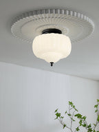 Solara Plafonnier en Verre Opale Dôme Cannelé Vintage - Neutralighting