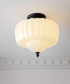 Solara Plafonnier en Verre Opale Dôme Cannelé Vintage - Neutralighting