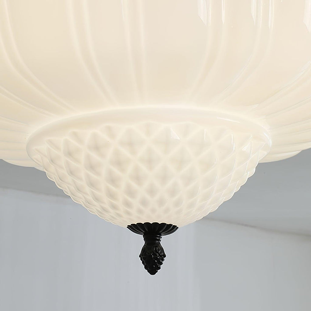 Solara Plafonnier en Verre Opale Dôme Cannelé Vintage - Neutralighting