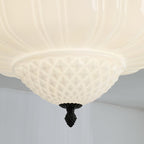 Solara Plafonnier en Verre Opale Dôme Cannelé Vintage - Neutralighting