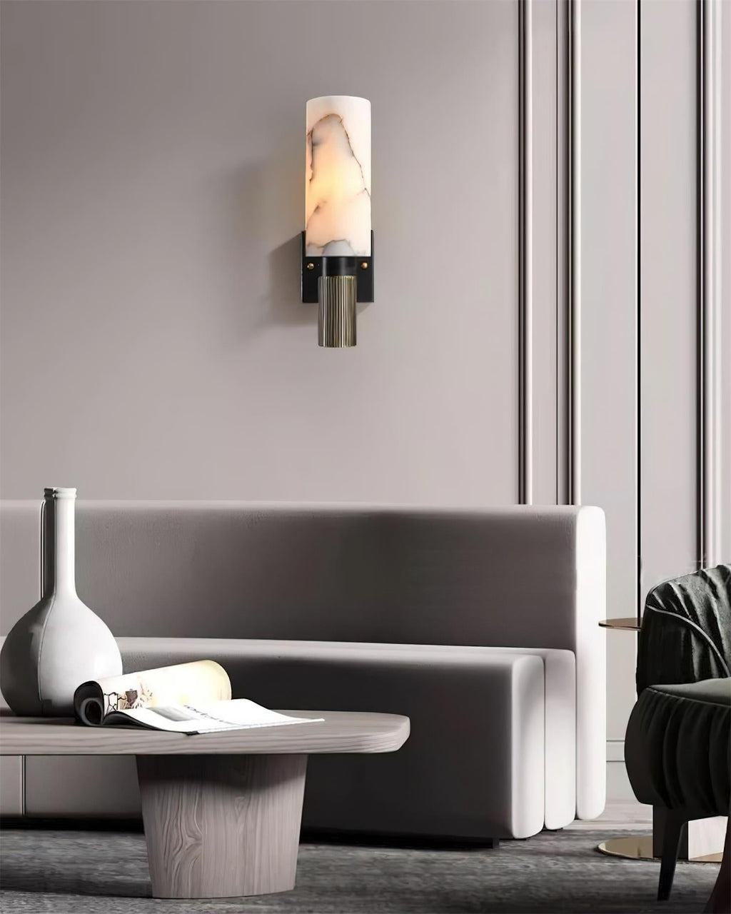 Luste Lampe Murale Cylindrique en Albâtre - Neutralighting