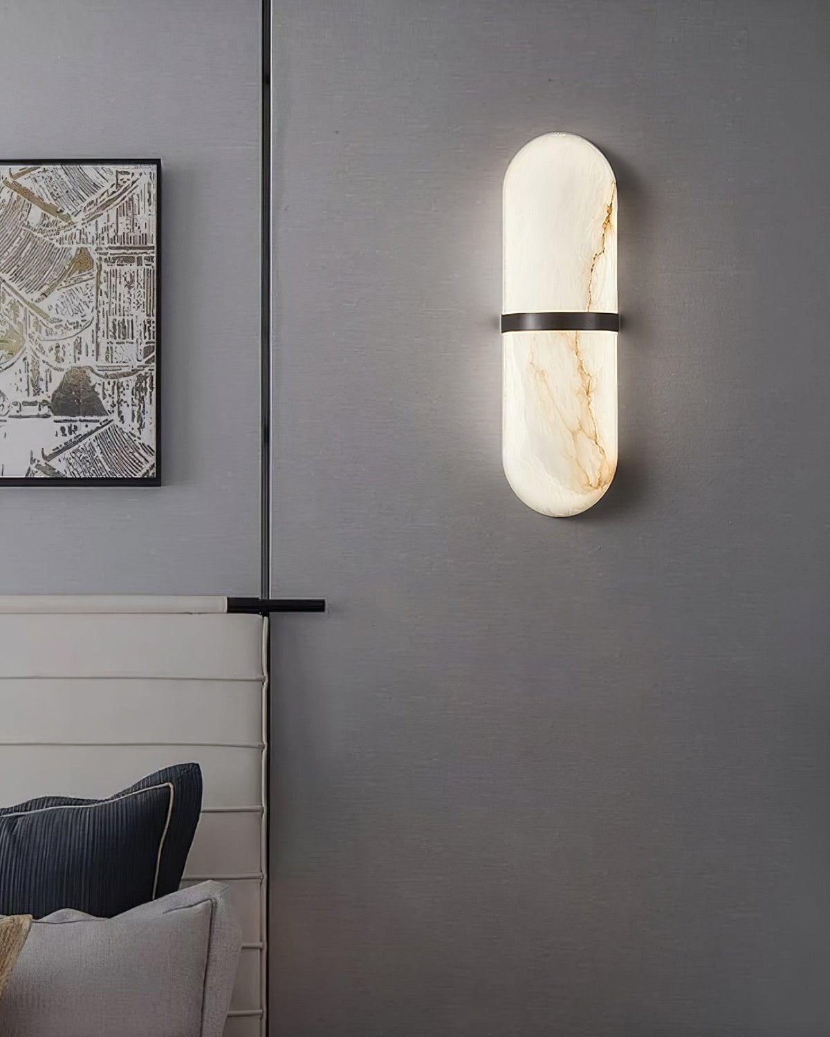Applique Murale Capsule en Albâtre Bande en Laiton Lueur Ambiante Luxe Douce - Neutralighting