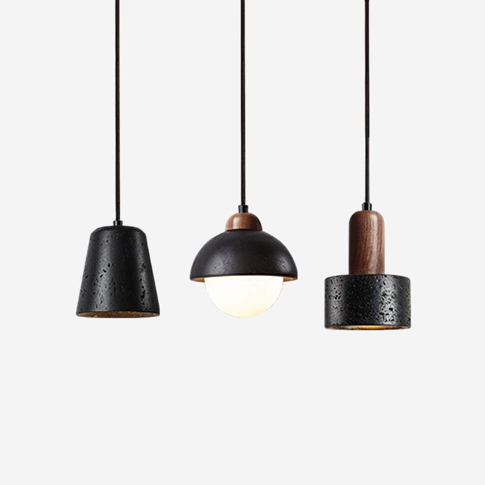Ritta Ensemble de Lampes Suspendues Travertin Noir - Neutralighting