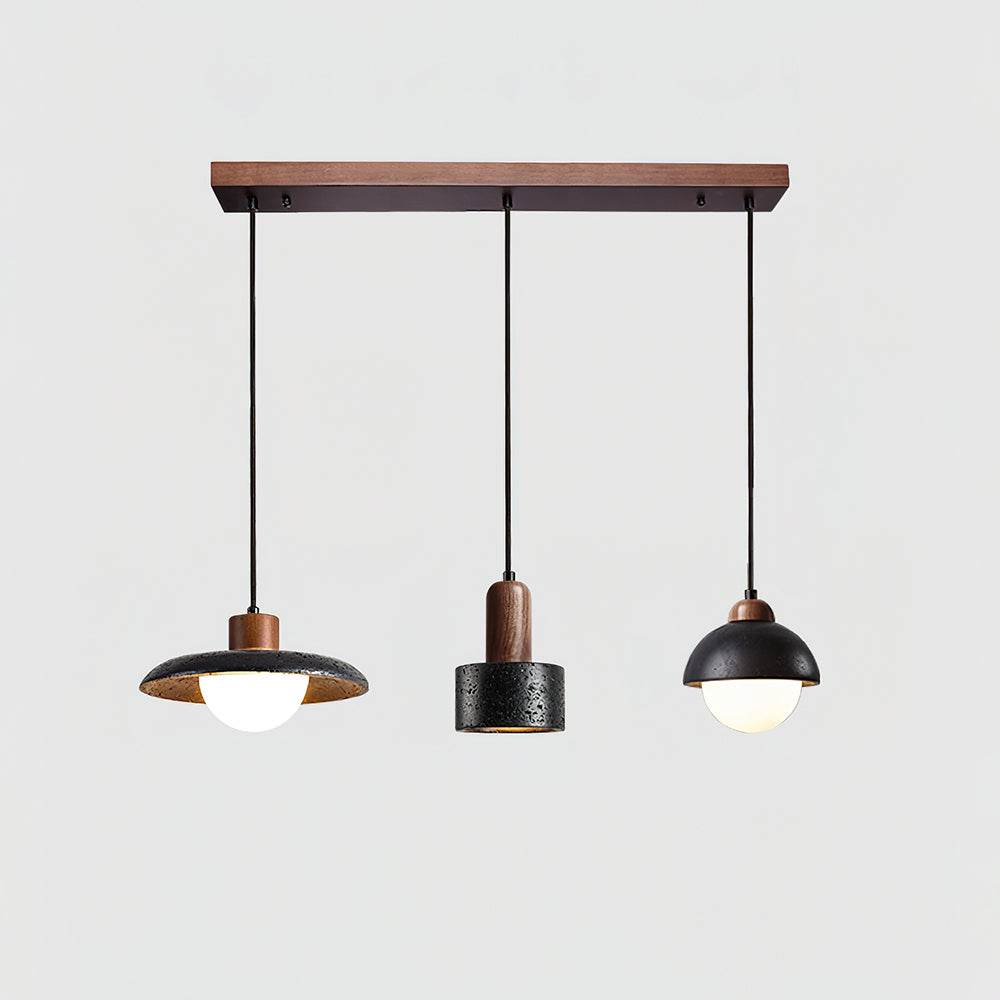 Ritta Ensemble de Lampes Suspendues Travertin Noir - Neutralighting